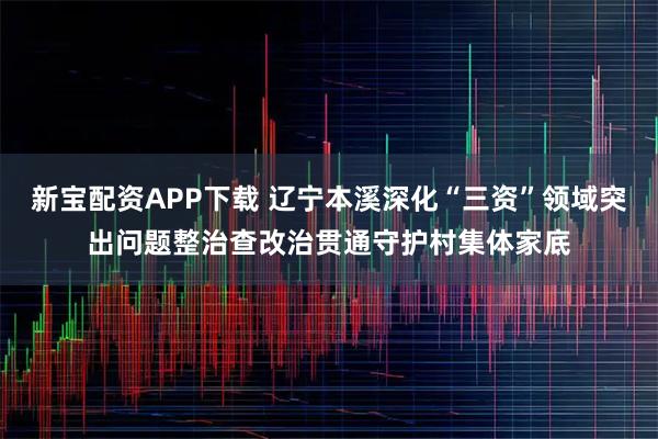新宝配资APP下载 辽宁本溪深化“三资”领域突出问题整治查改治贯通守护村集体家底